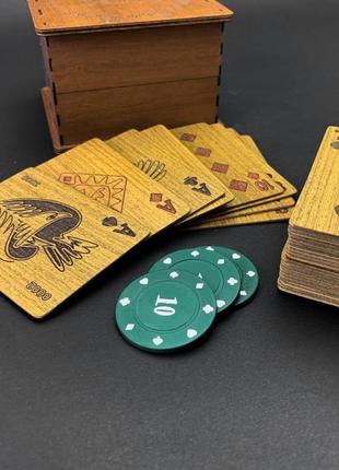 Подарункові дерев'яні покерні карти зі шпону. обмежена кількість9 фото