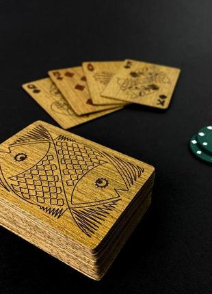 Подарункові дерев'яні покерні карти зі шпону. обмежена кількість4 фото