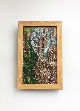 "абстракция цветок" мини картина в авторской технике на дереве5 фото