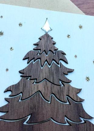 Рождественская открытка елка из дерева6 фото