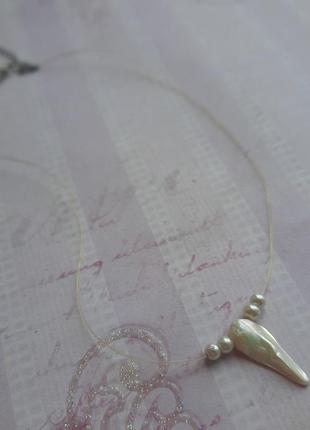 Чокер перламутр барочный жемчуг бароко жемчужина леска нить силикон ожерелье кулон подвес нежн3 фото