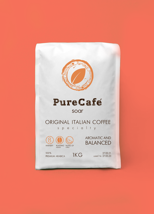 Кава purecafe soar, преміум зерно, 100% арабіки, італія, 1кг