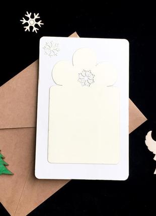 Дерев'яна 3д новорічна еко листівка "шишка- подарунок"6 фото