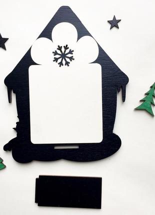 3д чорна дерев'яна новорічна листівка-настольний різдвяний декор8 фото