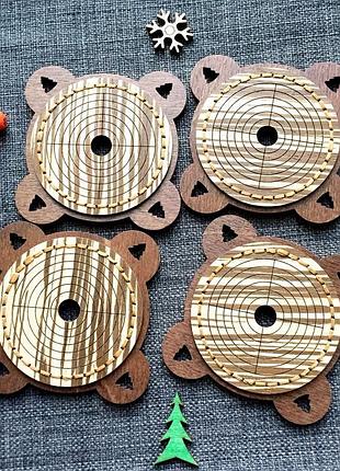 Набор из 4 эко подставок  для чашек/стаканов ручной работы