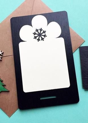 3д деревянная черная новогодняя открытка с рождественской елкой8 фото
