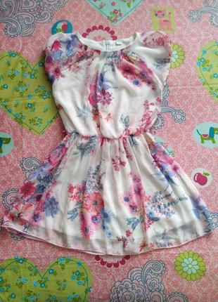 Нежное,шифоновое платье, платье в цветы для девочки 6-7 лет
