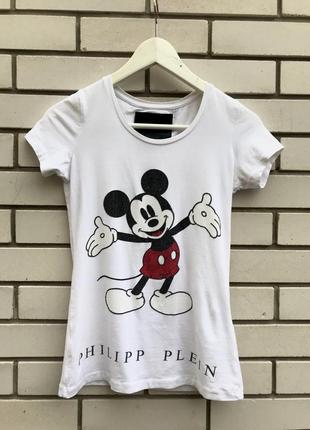 Белая футболка с микки маусом philipp plein