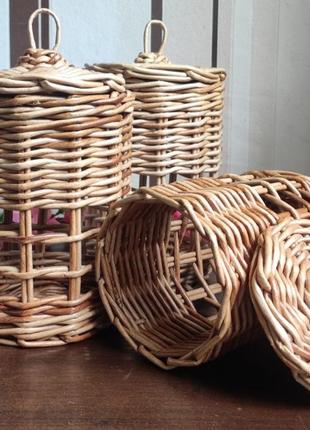 Набор плетеных чехлов на баночки для хранения чая, утки, сыпучих, мелких предметов в кухне, ванной или в детской комнате, для освеженной воды (3 шт)