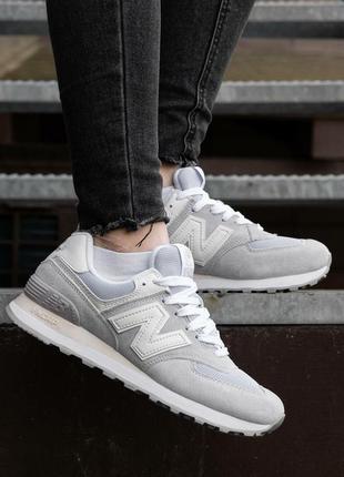 Женские кроссовки new balance 574 silver white