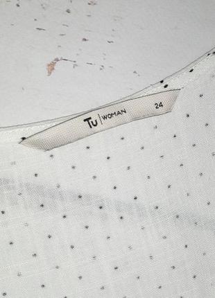 1+1=3 шикарна біла натуральна блуза блузка в горошок tu, розмір 58 — 603 фото