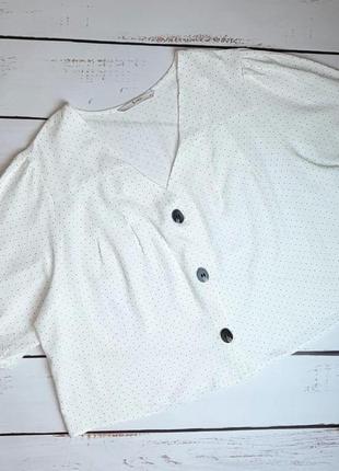 1+1=3 шикарна біла натуральна блуза блузка в горошок tu, розмір 58 — 602 фото