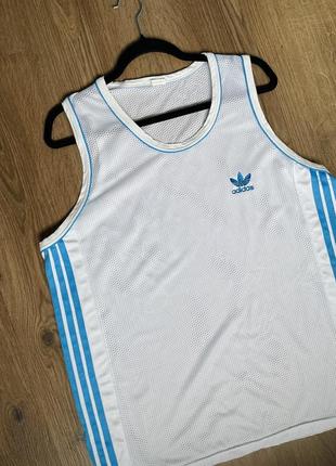 Мужская майка adidas сеточка белая голубая2 фото