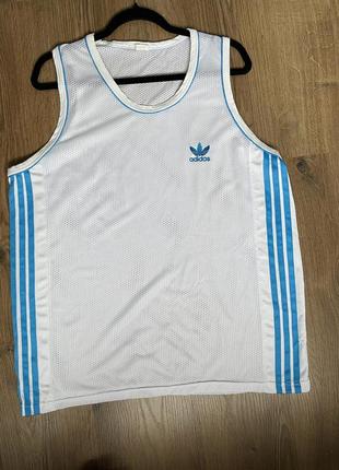 Мужская майка adidas сеточка белая голубая3 фото