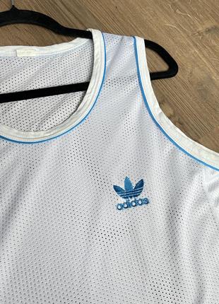 Мужская майка adidas сеточка белая голубая6 фото