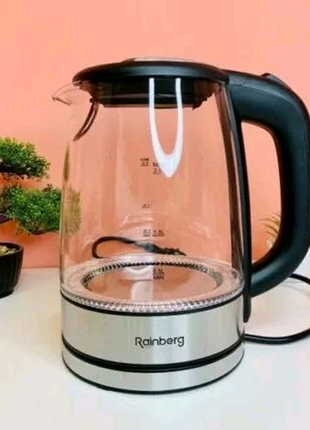 Електричний чайник, скляний rainberg rb-703, 2 літри reinberg