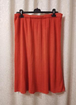 Вязаная коттоновая юбка на подкладке большого размера8 фото