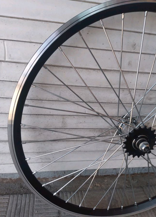 Вело колесо 26 дюймов на двойной обод под ножным тормозом спица 33 фото