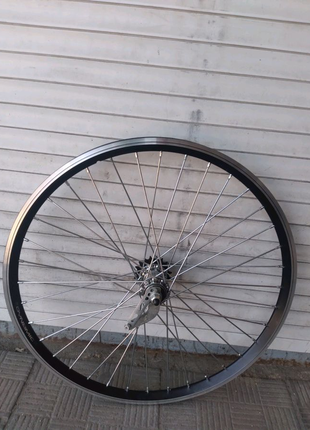 Вело колесо 26 дюймов на двойной обод под ножным тормозом спица 34 фото