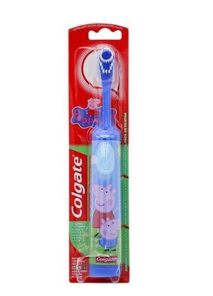 Детская электрическая зубная щетка colgate «свинка пеппа» голубая1 фото