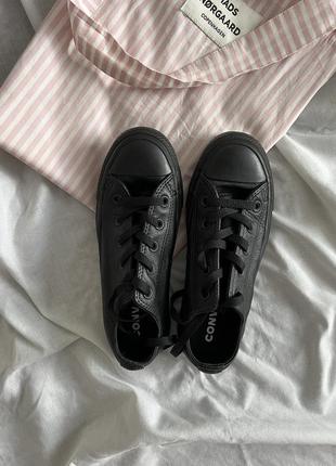 Черные кожаные кеды converse размер 35 = 22 см4 фото