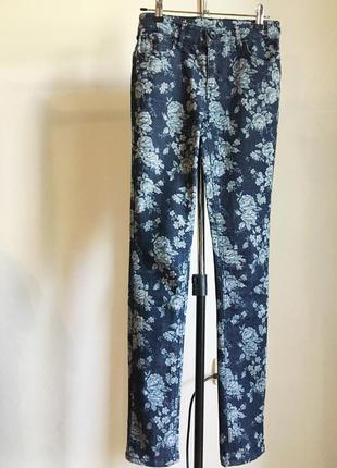 Круті джинси в півонії висока посадка сині autfitters nation з регулюванням талії скінні