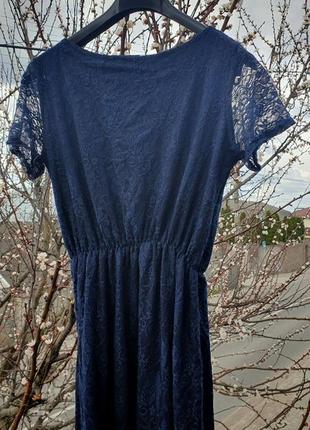 Гипюровое платье синего цвета2 фото