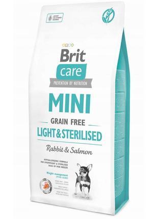 Сухий корм для дорослих мініатюрних стерилізованих собак brit care gf mini light sterilised 2 кг
