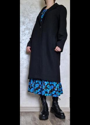Чорне пальто прямого крою оверсайз h&m