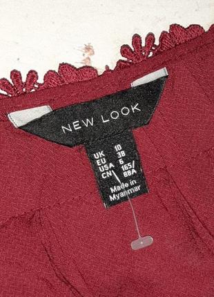1+1=3 фирменная бордовая свободная легкая блуза с кружевом new look, размер 46 - 489 фото