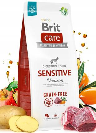 Сухий беззерновий корм для собак із чутливим травленням brit care sensitive venison&potato 3 кг