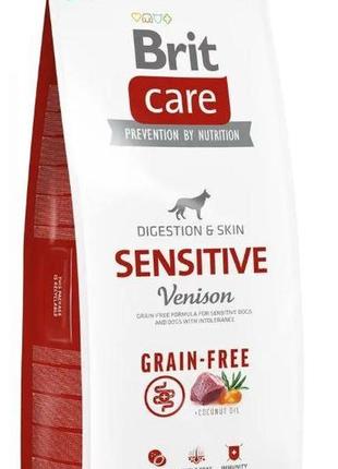 Беззерновий сухий корм для дорослих собак brit care sensitive venison картопля оленина 12 кг