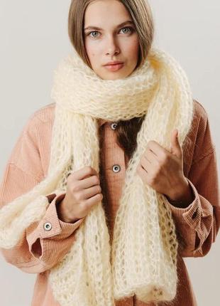 Тёплая вязаная шапка из мохера