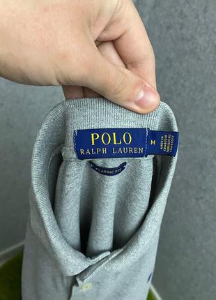 Серая футболка поло от бренда polo ralph lauren5 фото