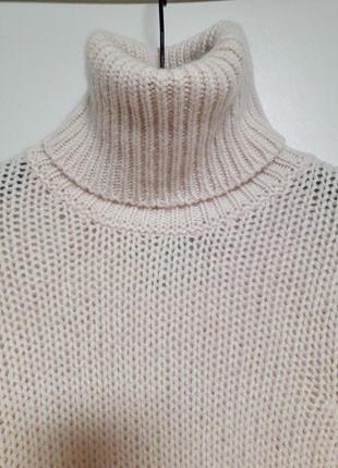 Кашемировый свитер светр гольф люкс lu ren крупной вязки мягенький нежно розовый/пудровый3 фото
