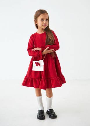 Нарядное платье на девочку 3-8 лет 98-128 см замш диагональ5 фото
