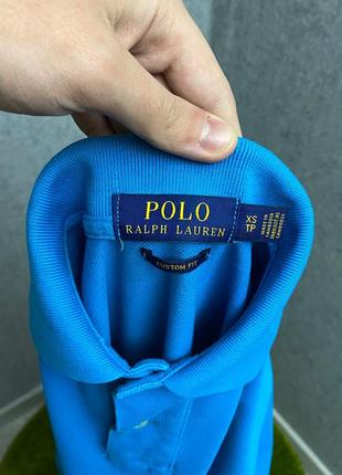 Голубая футболка поло от бренда polo ralph lauren5 фото