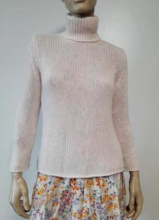 Кашемировый свитер светр гольф люкс lu ren крупной вязки мягенький нежно розовый/пудровый1 фото