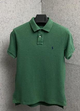 Зелена футболка поло від бренда polo ralph lauren