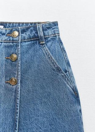 Синя джинсова спідниця-шорти zara z1975 на захід із ґудзиками шортики зара скорт6 фото
