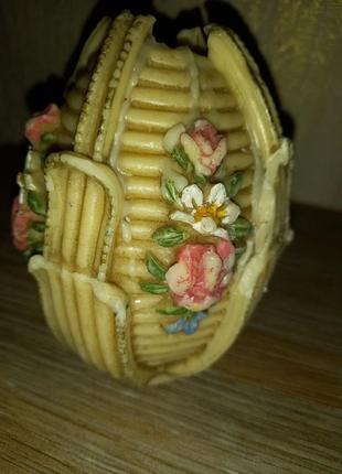 Свічка старовинна декоративна пасхальне плетене яйце німеччина3 фото