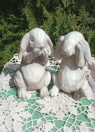 Пасхальные зайцы из. дерева ! продам в паре!600 гривен за два2 фото