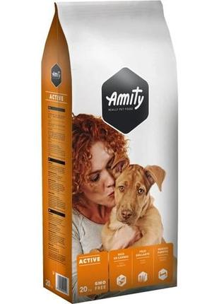 Сухий основний корм для собак із високими навантаженнями amity eco active 20 кг