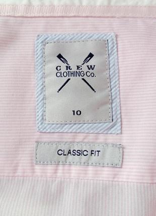 Качественная белая рубашка в розовую полоску crew clothing