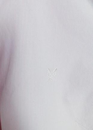 Качественная белая рубашка в розовую полоску crew clothing