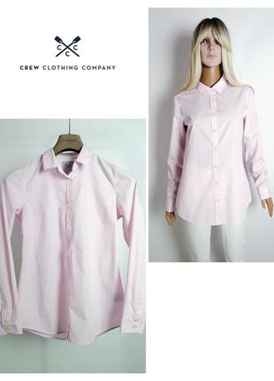 Качественная белая рубашка в розовую полоску crew clothing1 фото