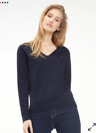 Элегантный, качественный свитер, джемпер v-образным вырезом от tommy logga hilfiger