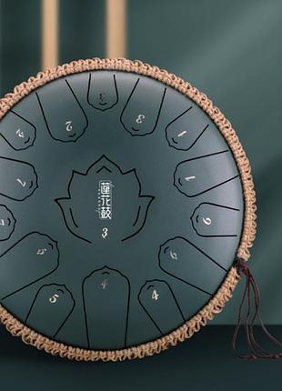 Глюкофон + сумка для транспортування і зберігання "happy drum" 15 нот: матовий зелений карбоновий глюкофон