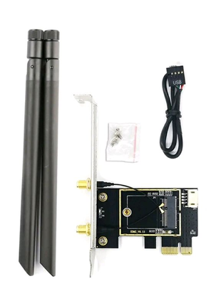 Перехідник  m. 2 - pci-e з антенами для пк для wi-fi адаптерів m.