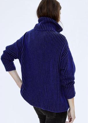 Оверсайз свитер с горлом синего цвета zara, размер s, m, l2 фото